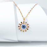 Load image into Gallery viewer, Evil Eye Flower Round Necklace