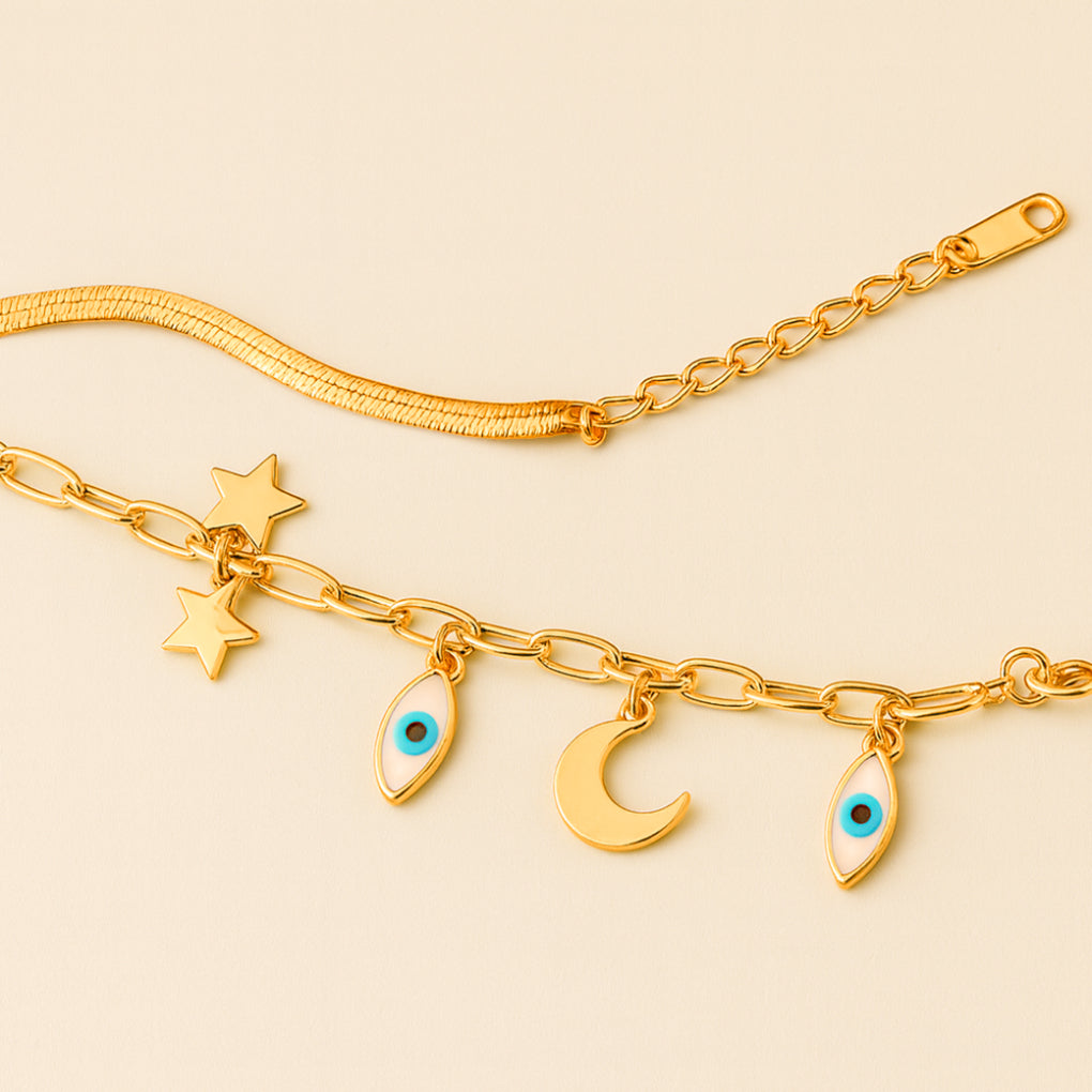 Enchanting Evil Eye Double-Layered Bracelet