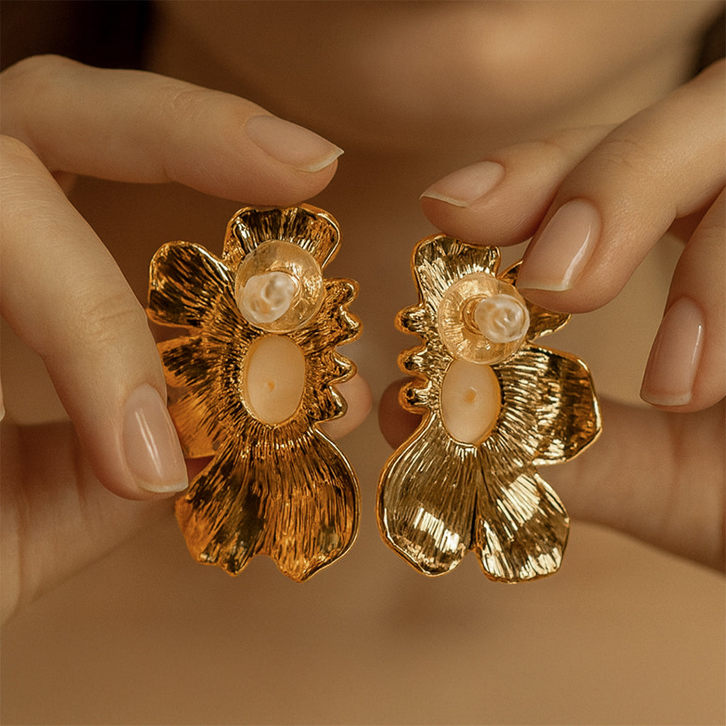 Blooming Gold - Statement Stud Earrings