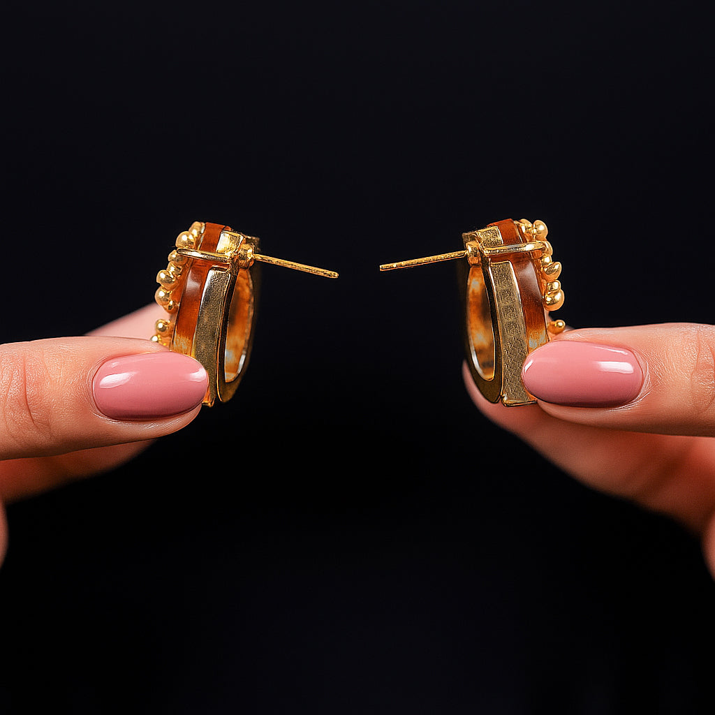 Peach Teardrop Studs