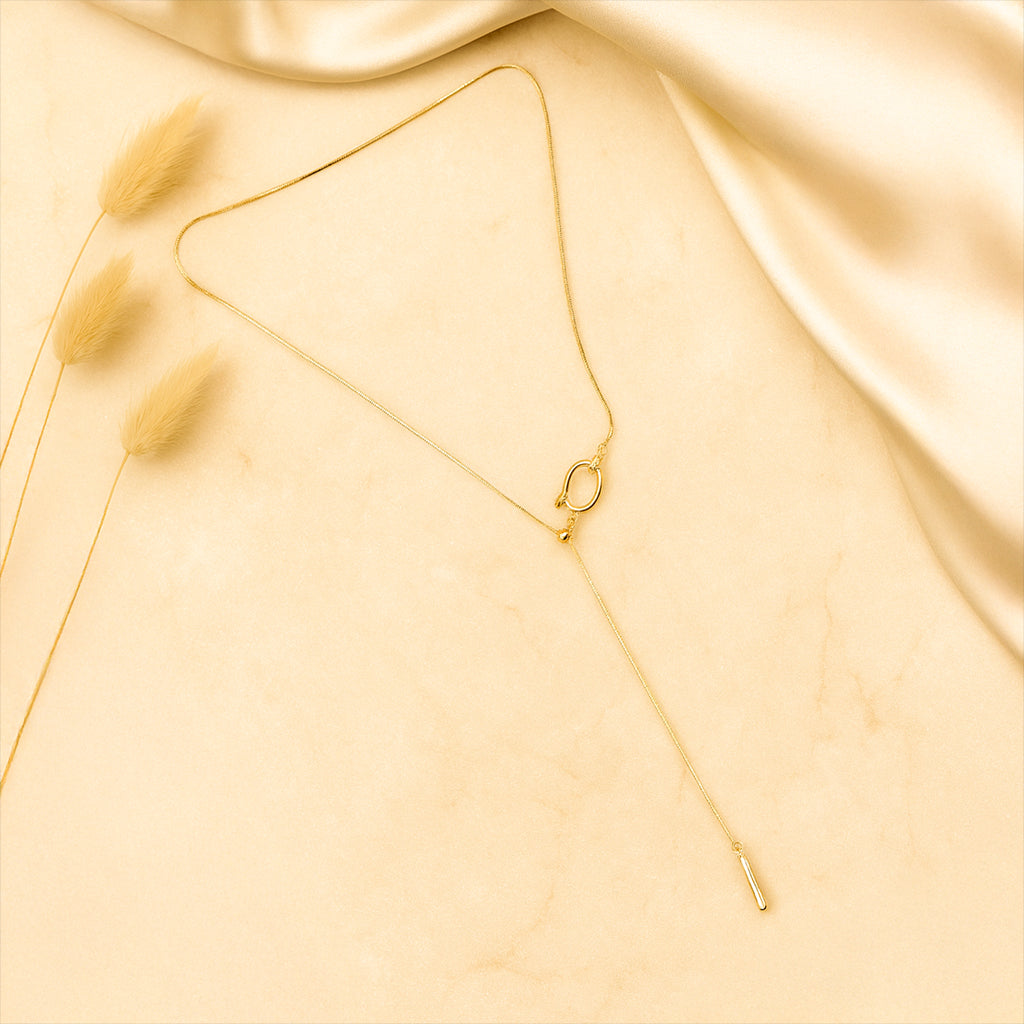 Radiant Halo - Gold Lariat Necklace