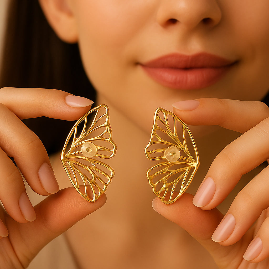 Golden Wings - Butterfly Stud Earrings