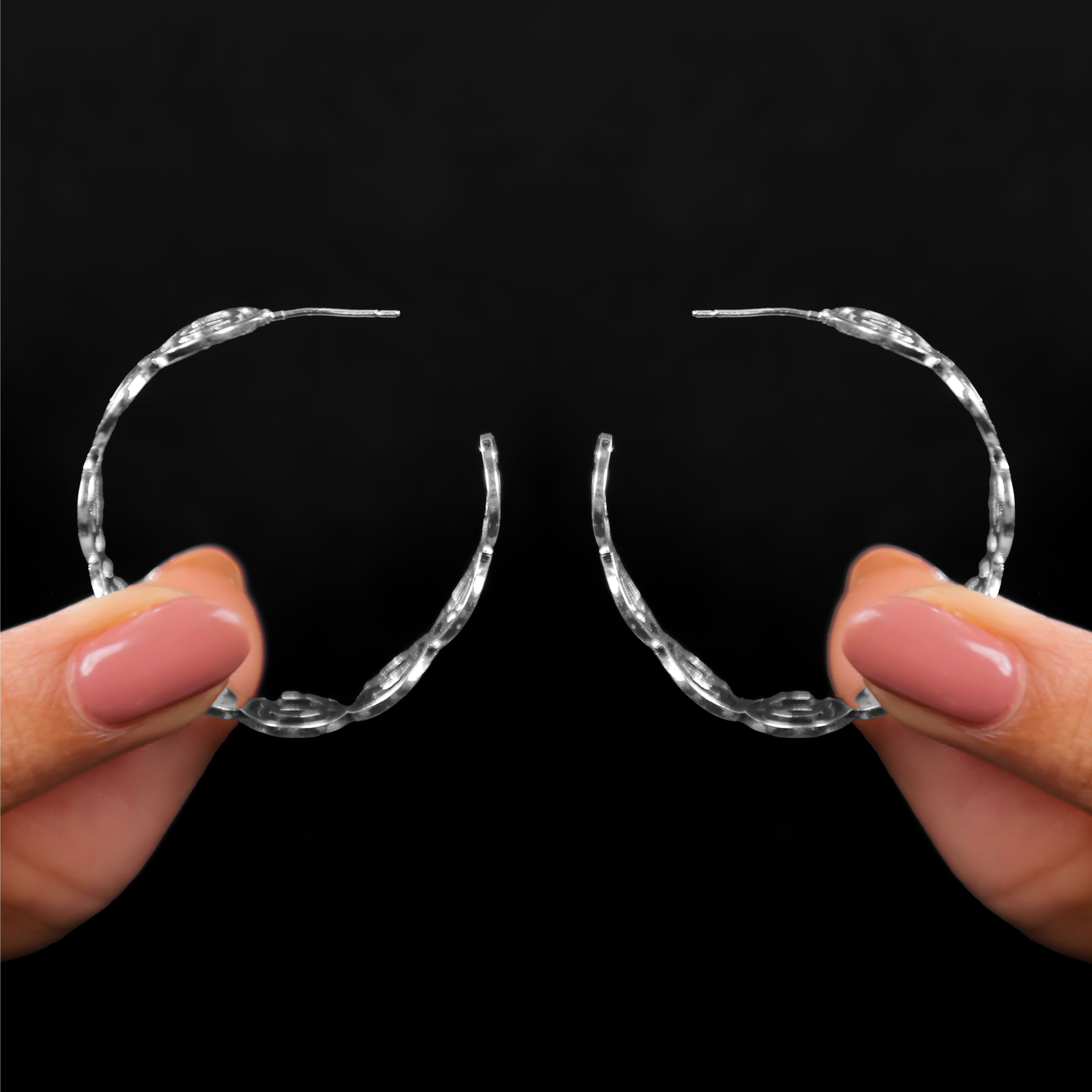 Silver Cut-Out Hoops