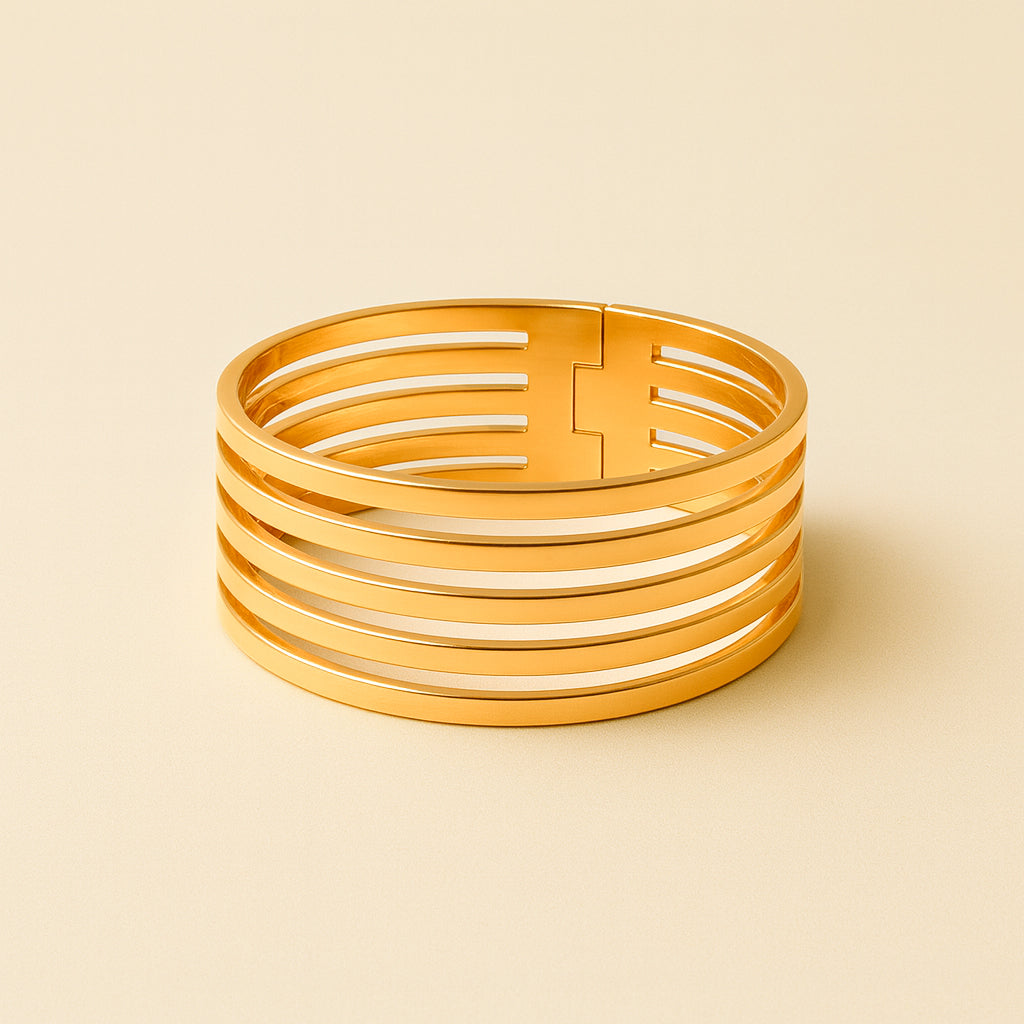 Golden Stacks - Layered Bangle Bracelet