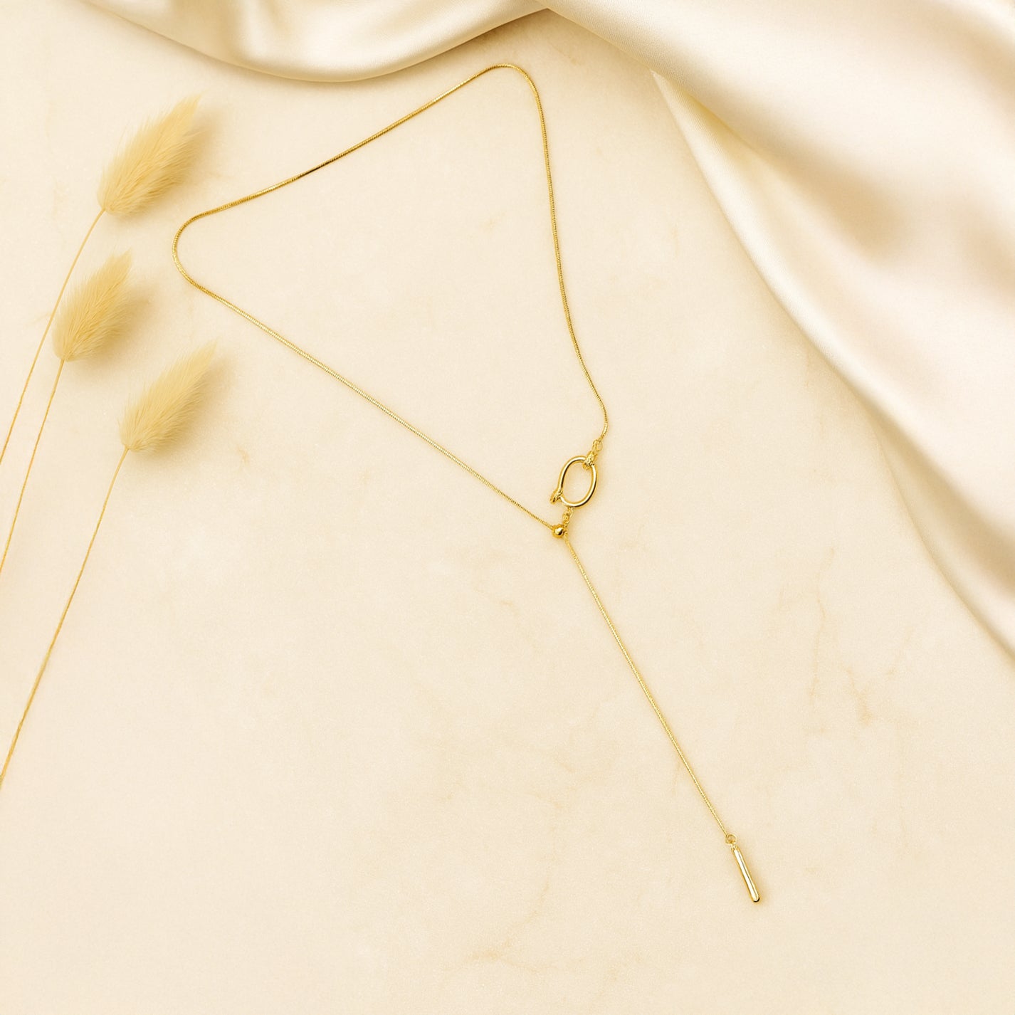 Radiant Halo - Gold Lariat Necklace