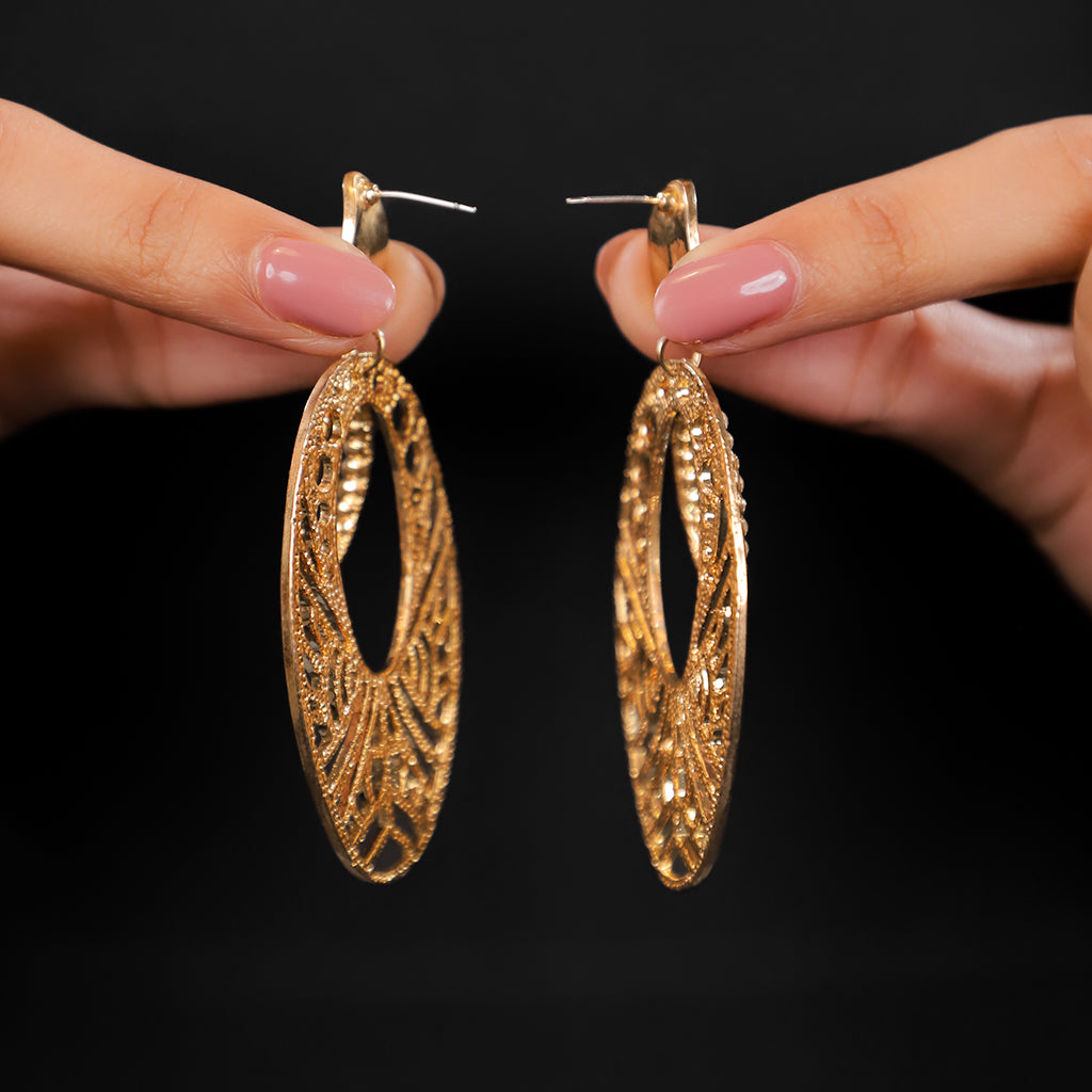 Golden Cutwork Statement Earrings
