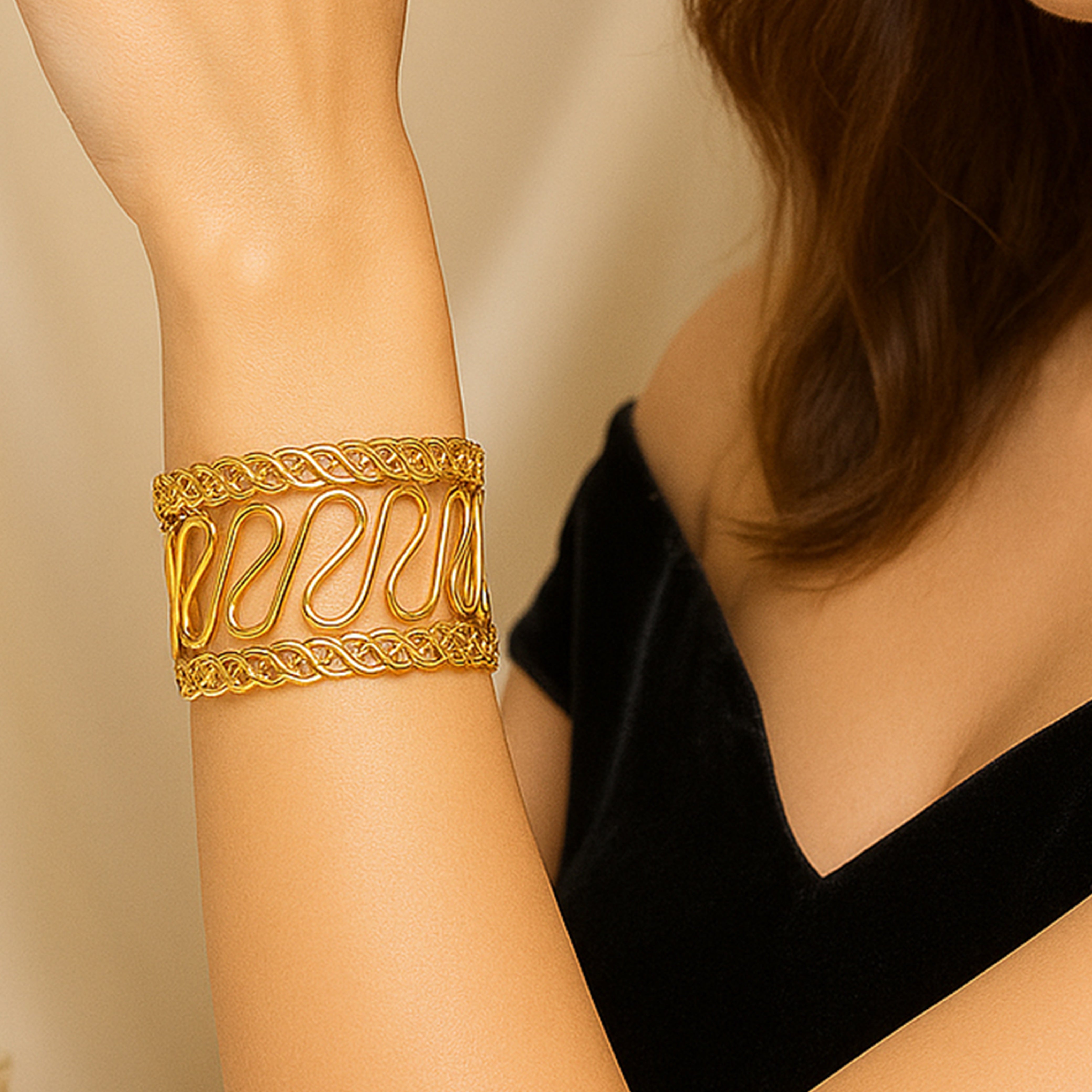 Golden Spiral Cuff Bracelet