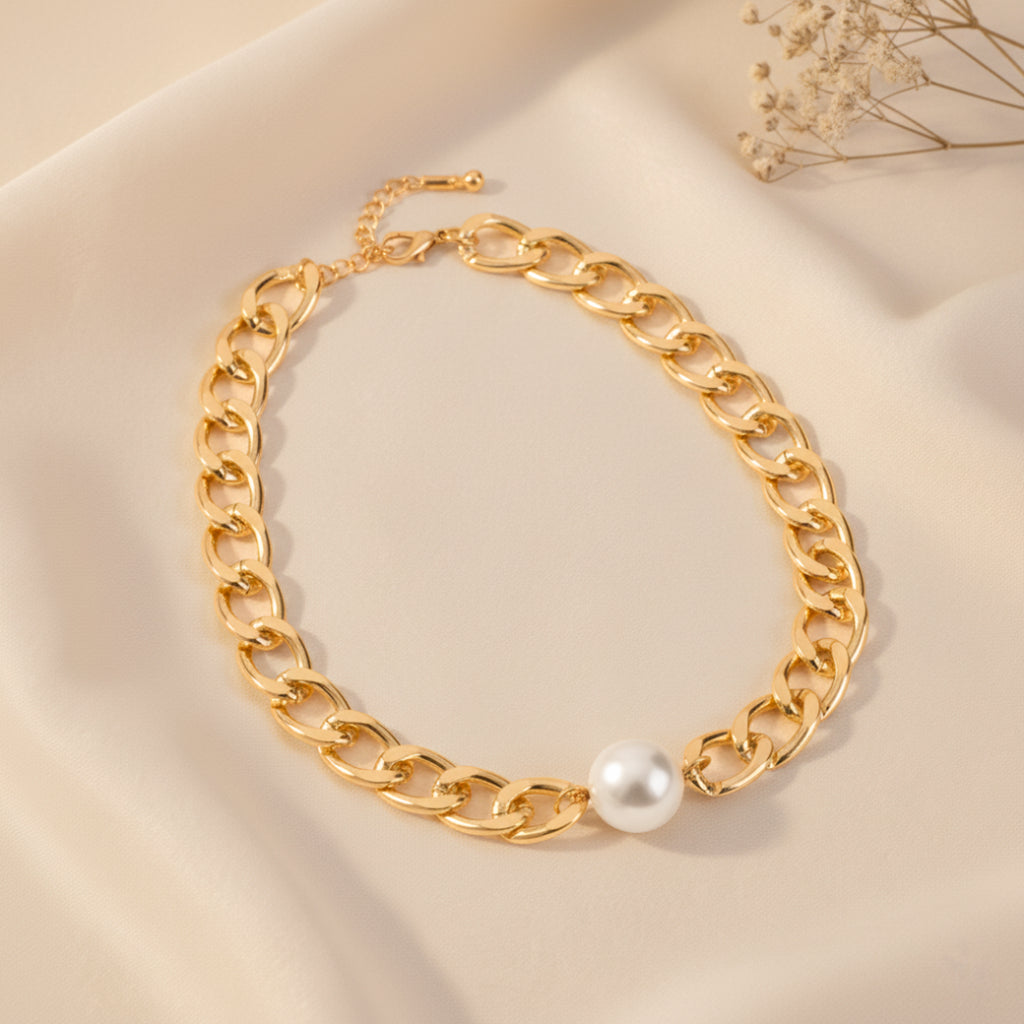 Gold Chain Pearl Chokar