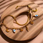 Load image into Gallery viewer, Pearl Greek Evil Eye Chain Bracelet