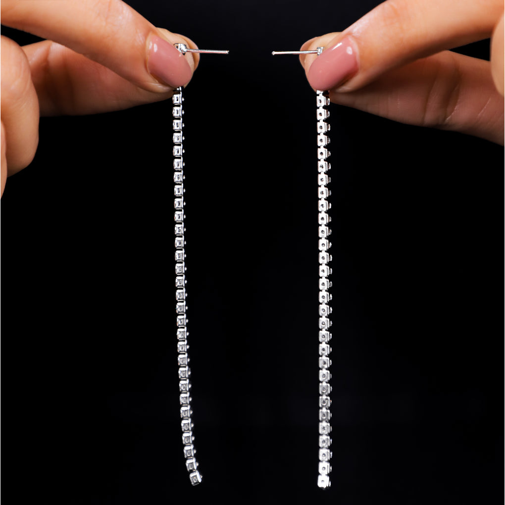 Long Silver Dangler Earrings