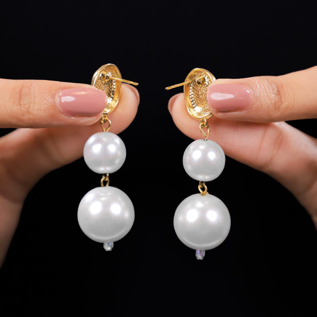 Silver Long Pearl Earrings