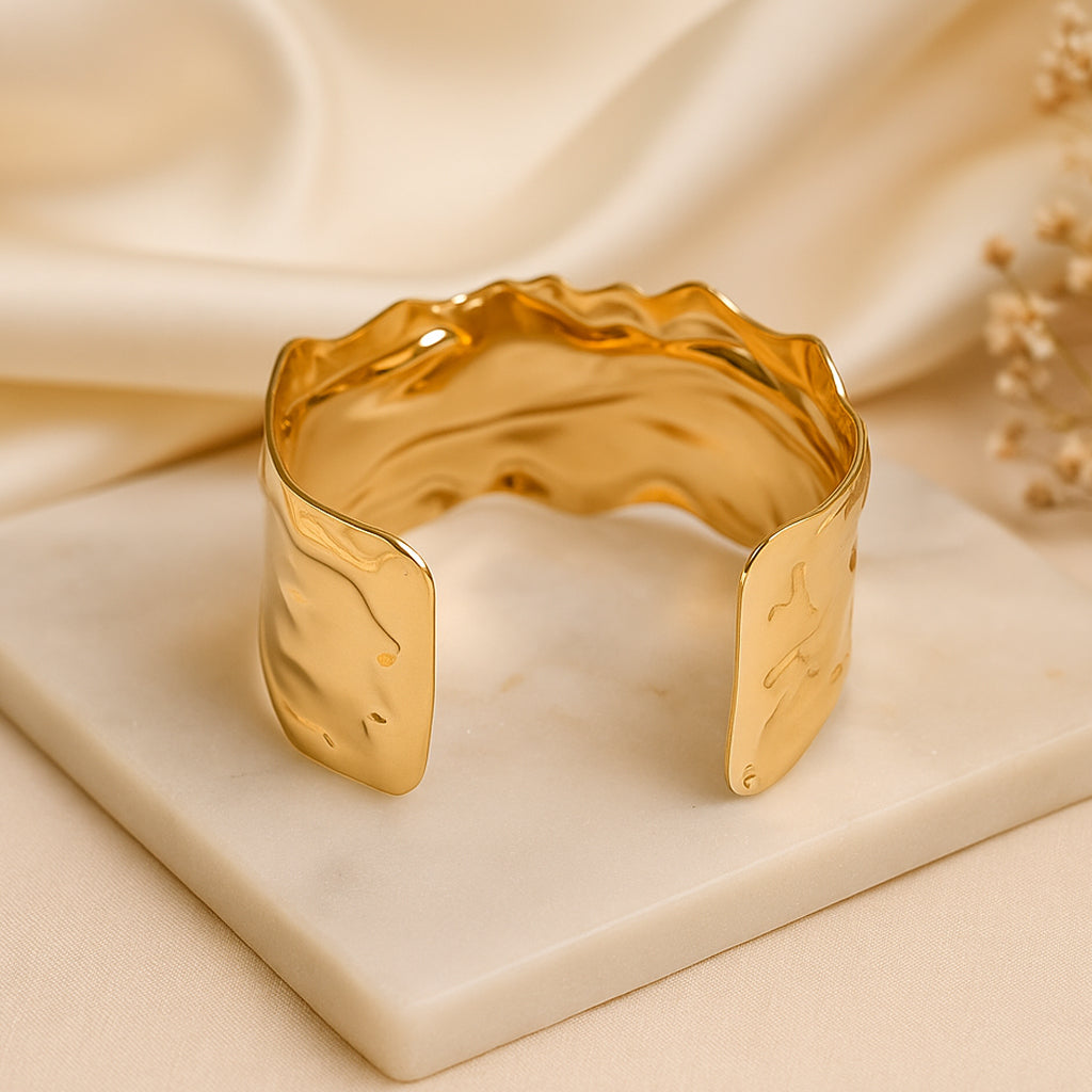 Golden Waves Statement Cuff Bracelet