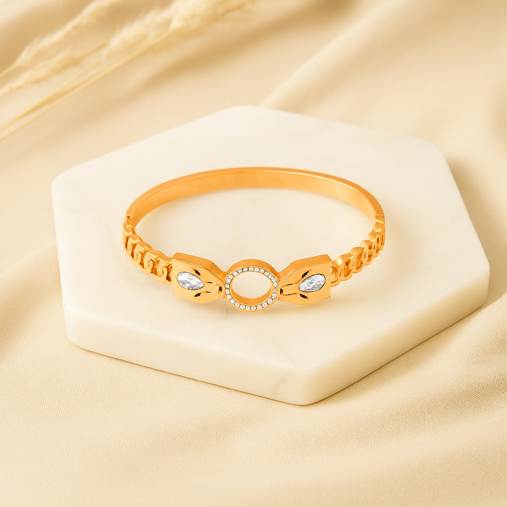 Crystal Felines - Faux Diamond & Gold Bracelet