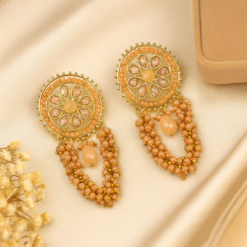 Pearls and Stones Pink Earrings