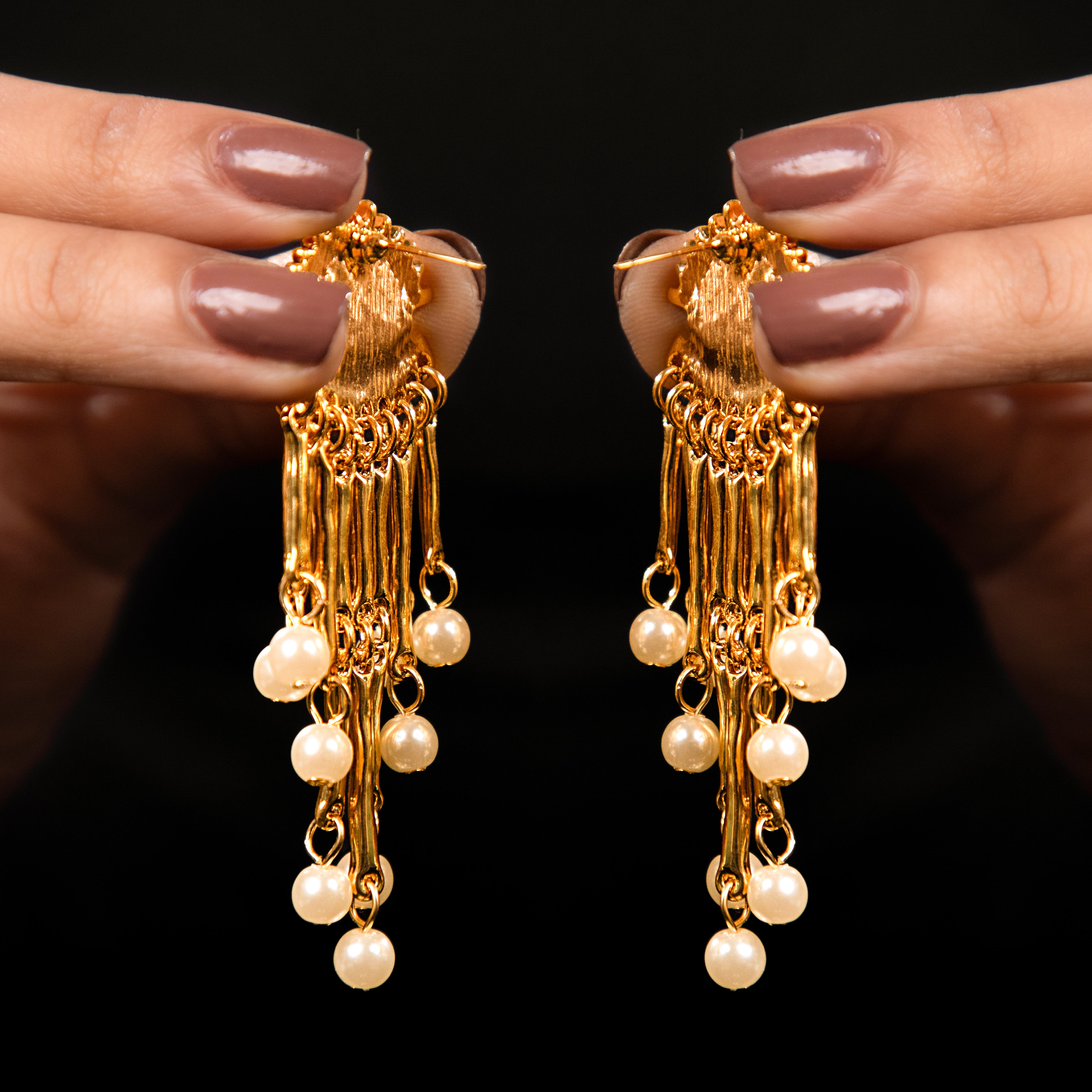 Golden Gaze - Statement Dangler Earrings