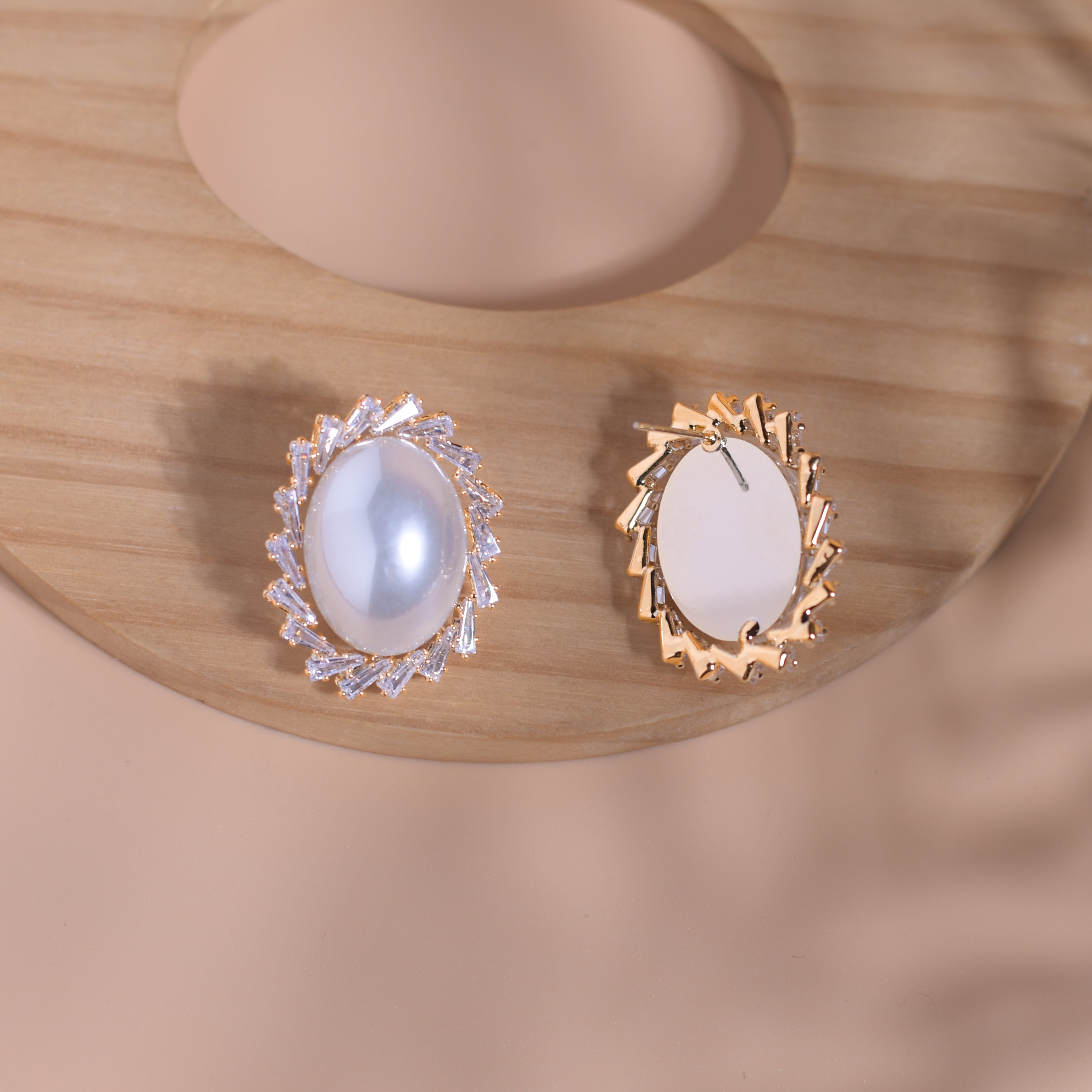 White Finish Sterling Silver Pearl Earrings