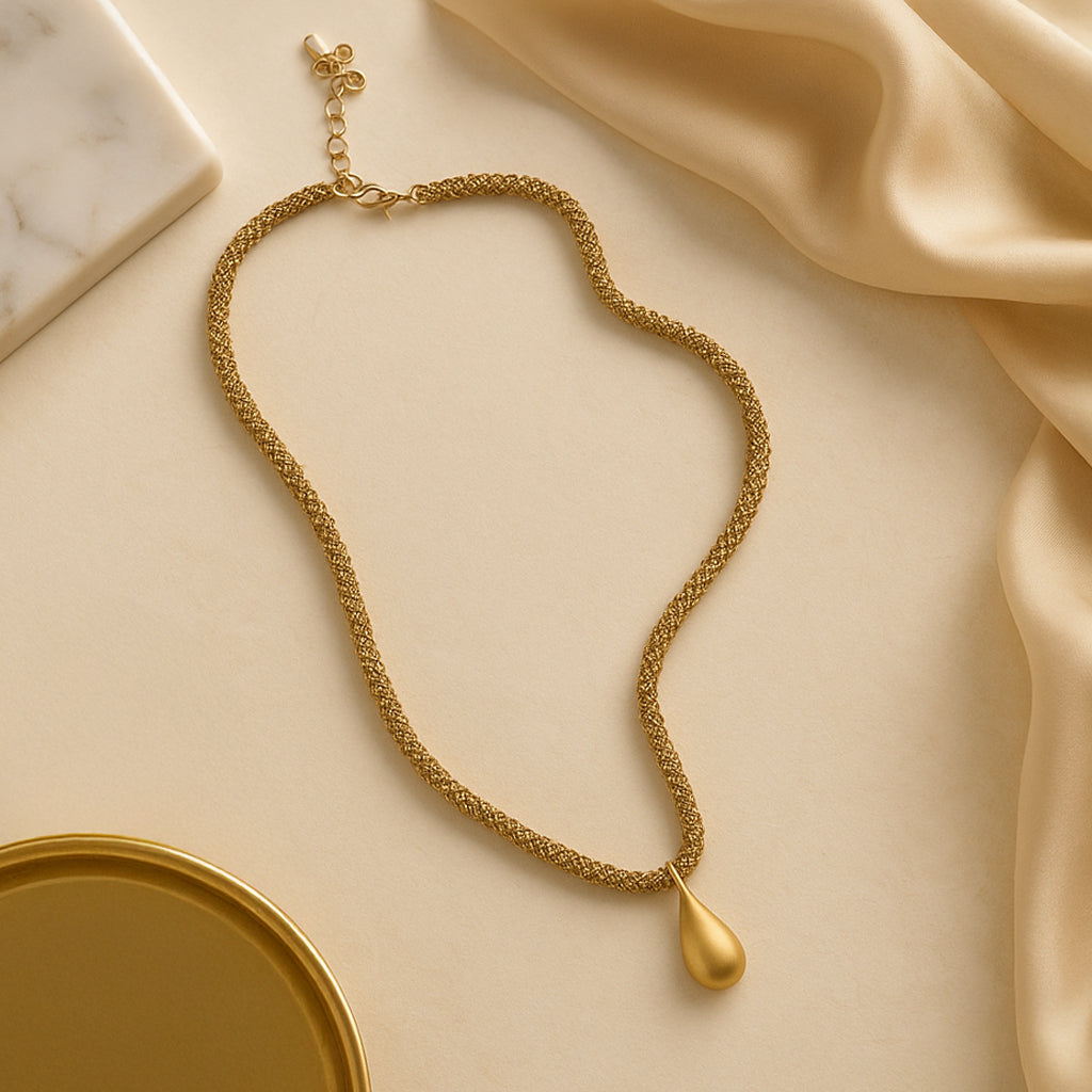 Drop of Gold - Flat Bead Necklace