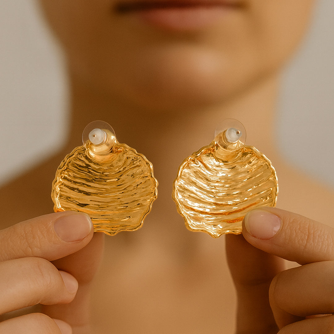 The Pearly Shell - Statement Stud Earrings