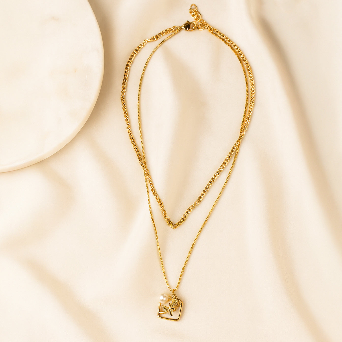 Pearly Rose - Layered Floral Pendant