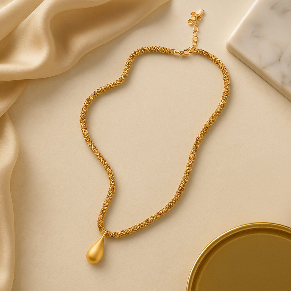 Drop of Gold - Flat Bead Necklace