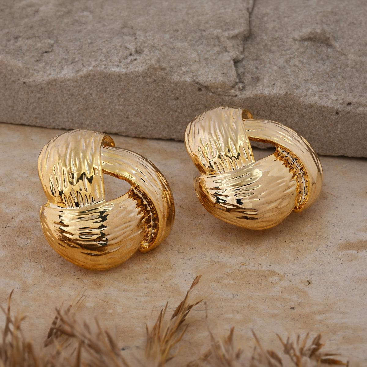Golden Trinity - Statement Stud Earrings