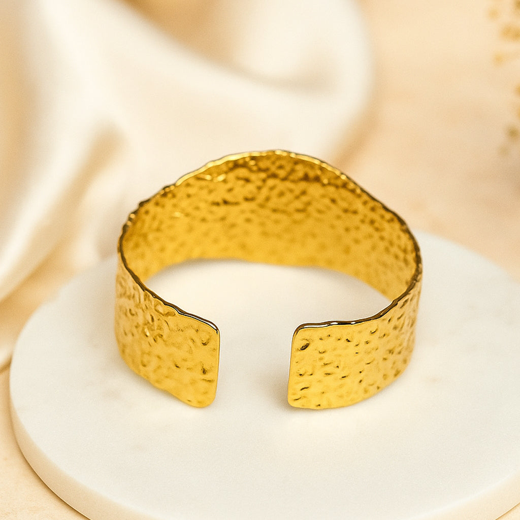 Gold Hammered Statement Cuff Bracelet