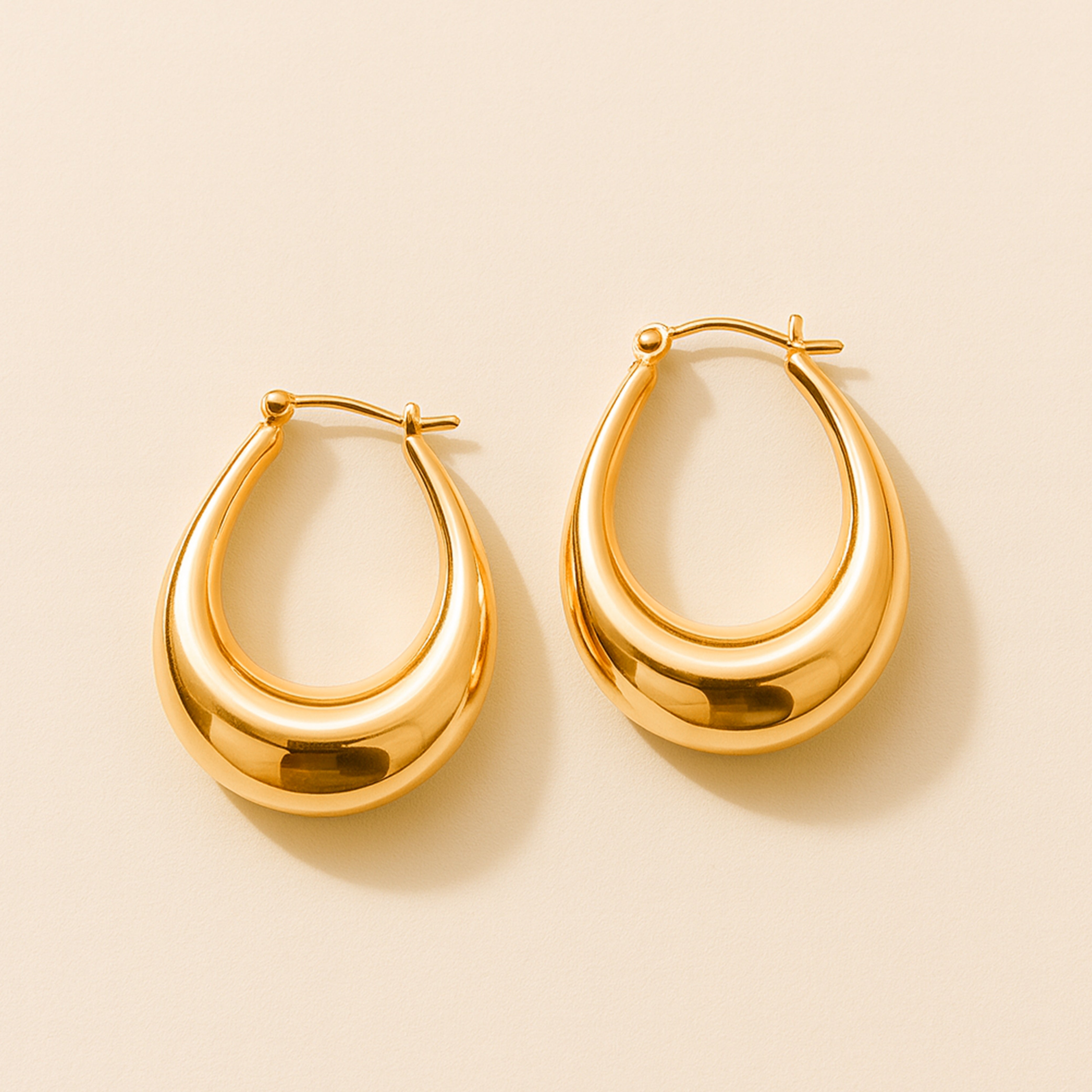 Gold Oval Cool Earrings