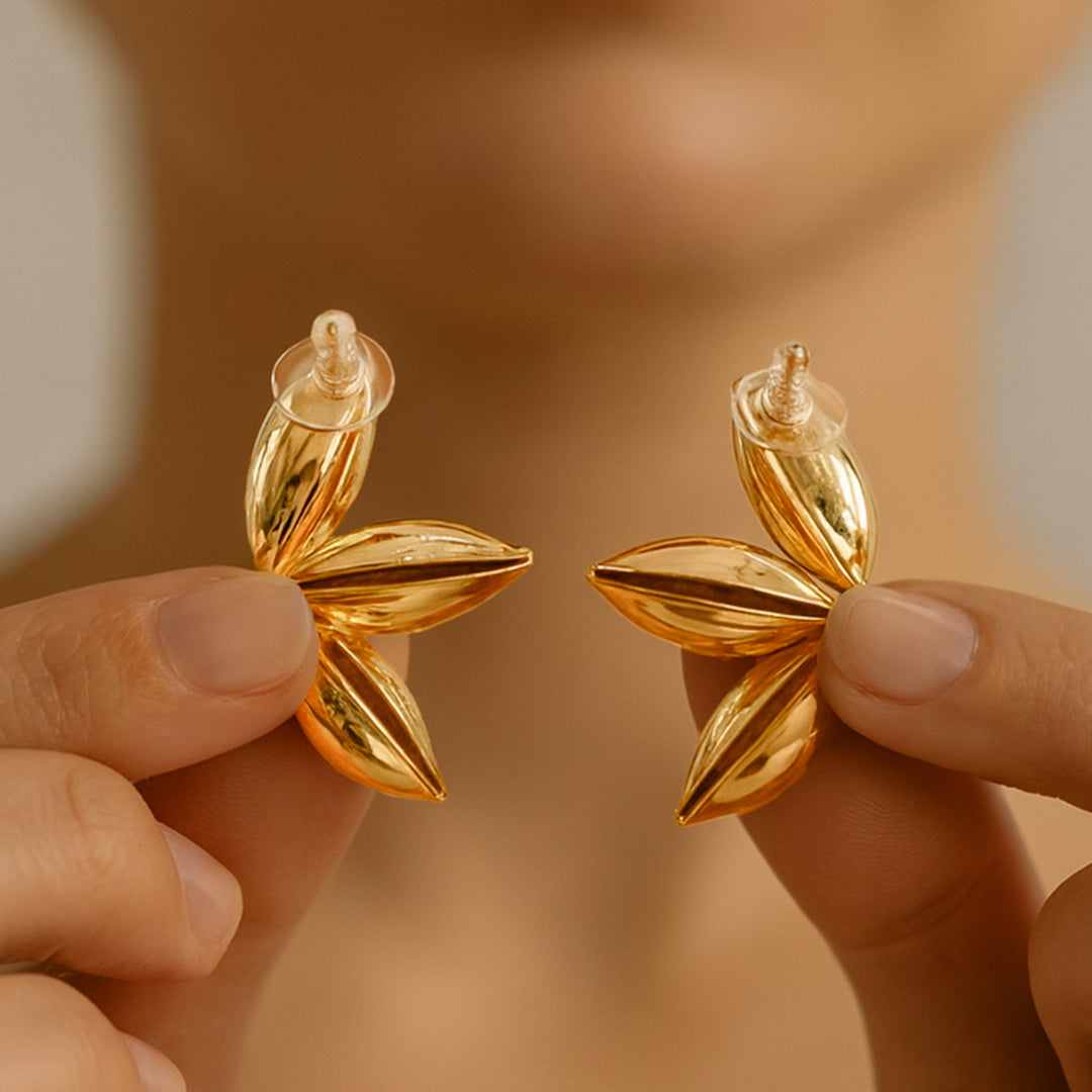 Gleaming Petals - Statement Drop Earrings