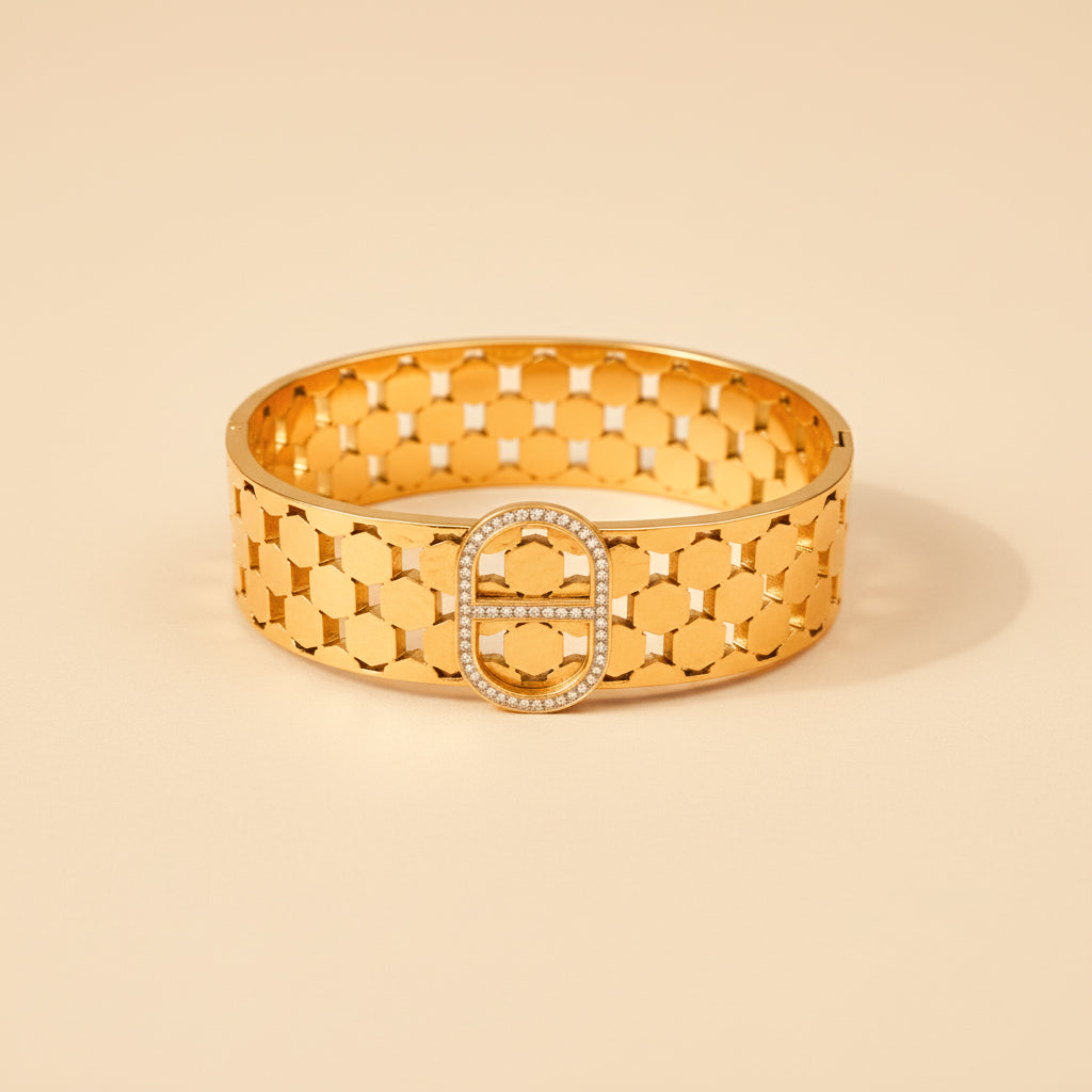 Gold Tone Hexagon Case Bracelets
