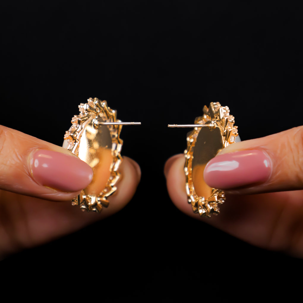 Pearly Rose Gold Crystal Studs