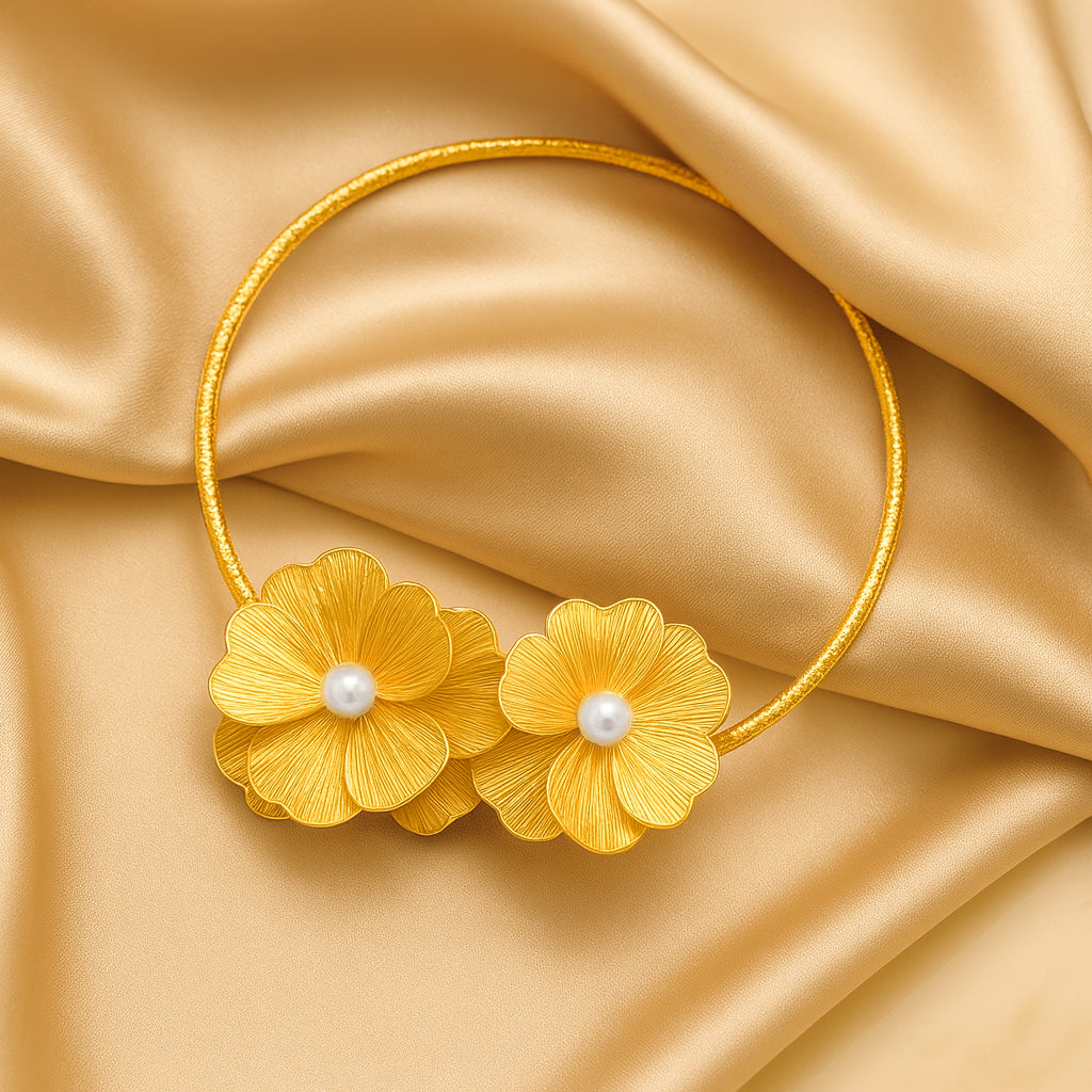 Shimmering Petals - Rhinestone Choker & Stud Earrings Set