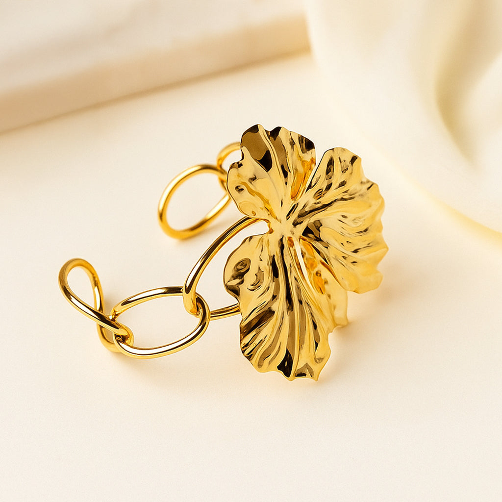 Golden Orchid Cuff Bracelet