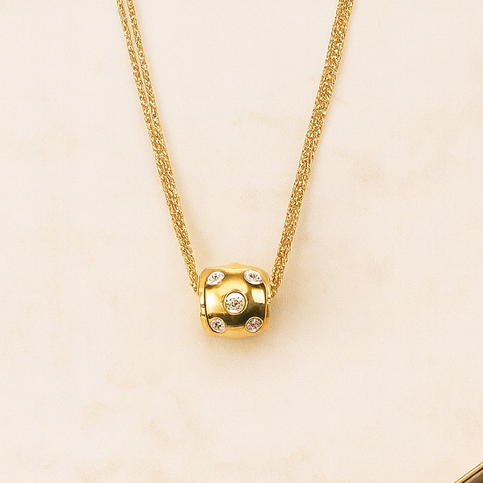 Studded Barrel - Layered Gold Pendant