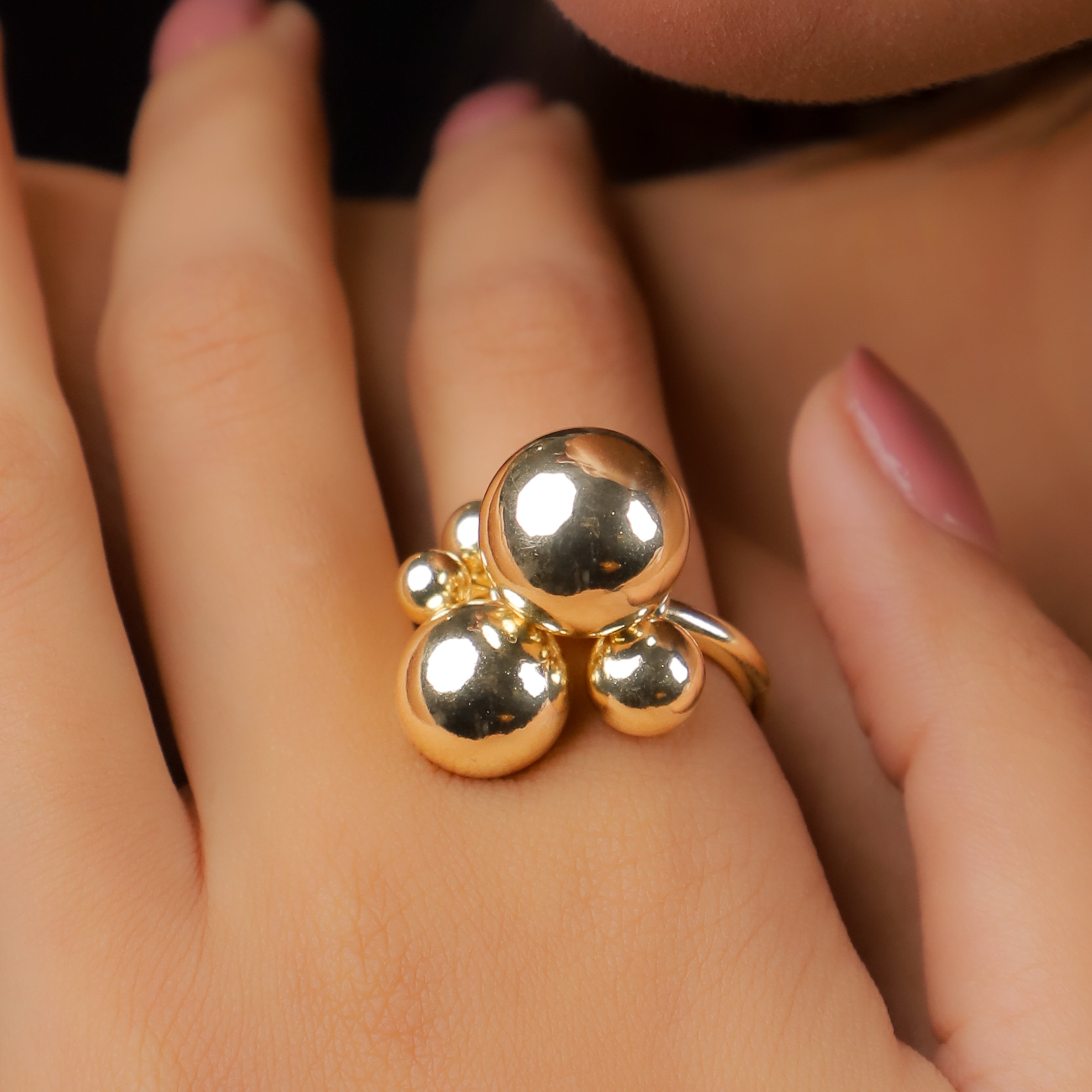 Golden Cluster - Statement Open Ring