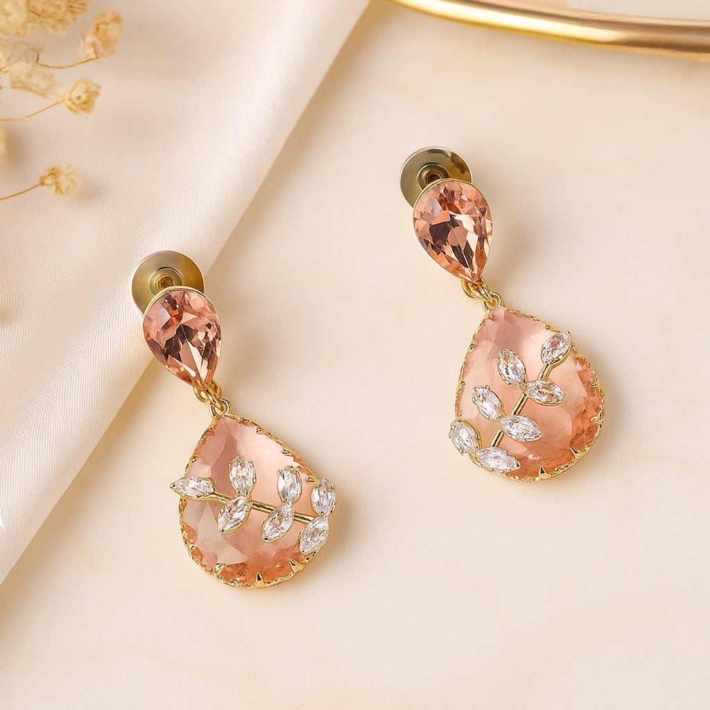 Pink & Peach Stone Drop Earrings