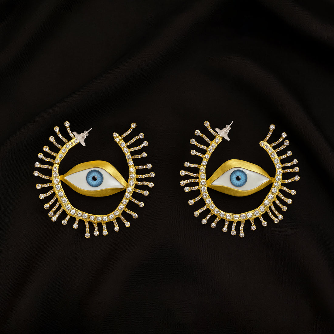 Evil Eye Golden Dangler Earrings
