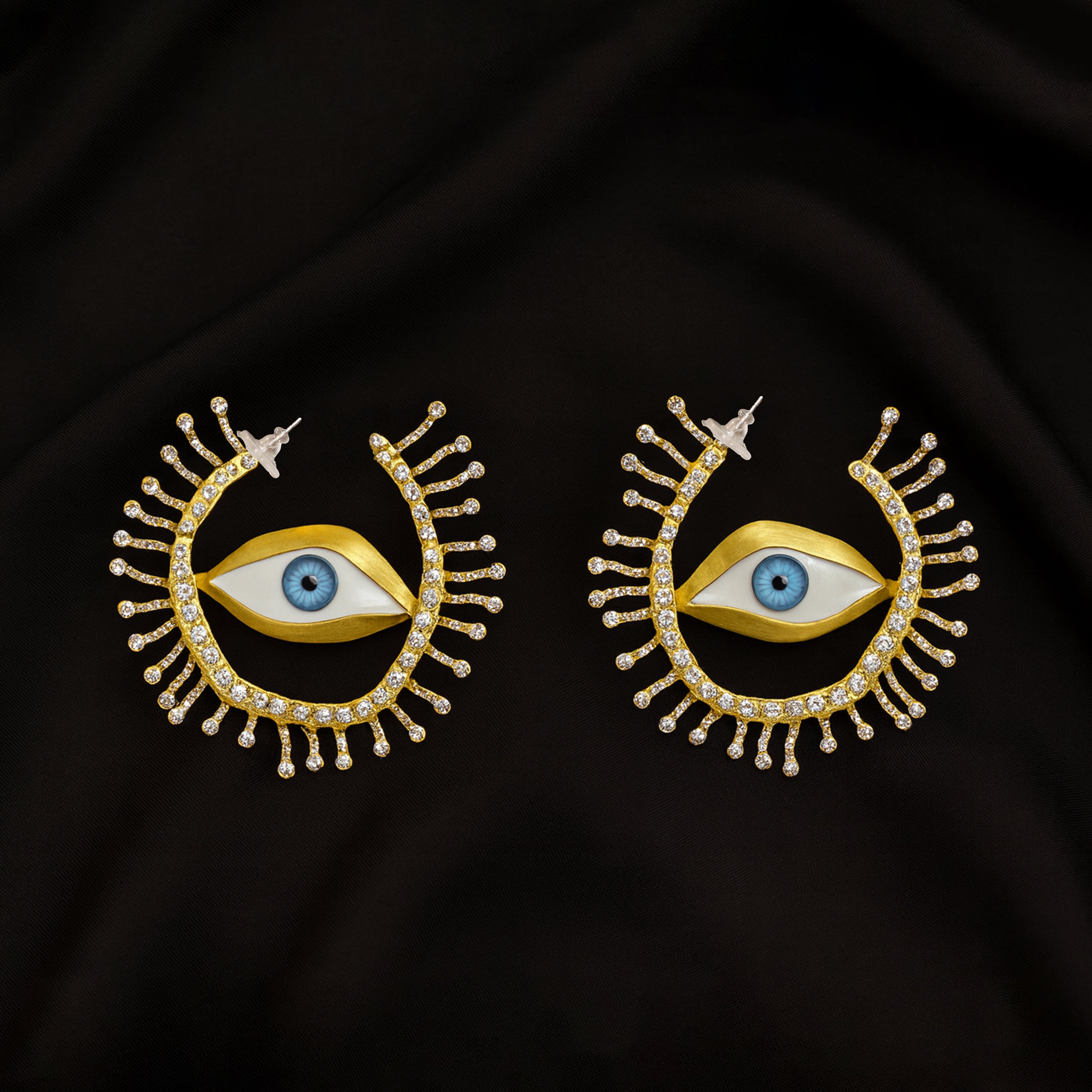 Evil Eye Golden Dangler Earrings