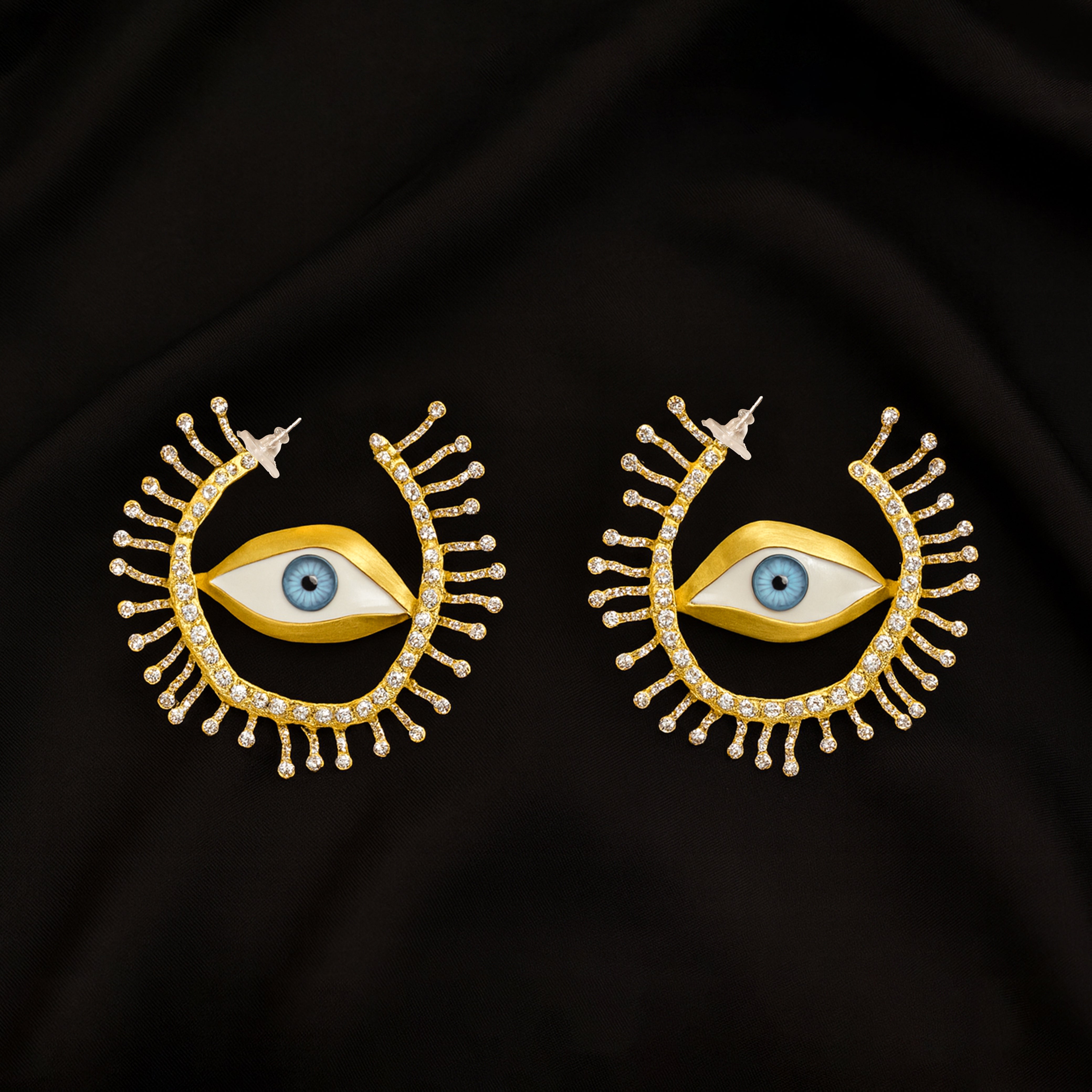 Evil Eye Golden Dangler Earrings