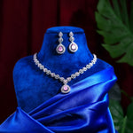 Load image into Gallery viewer, Silver Plated Pink Diamond Necklace Set
