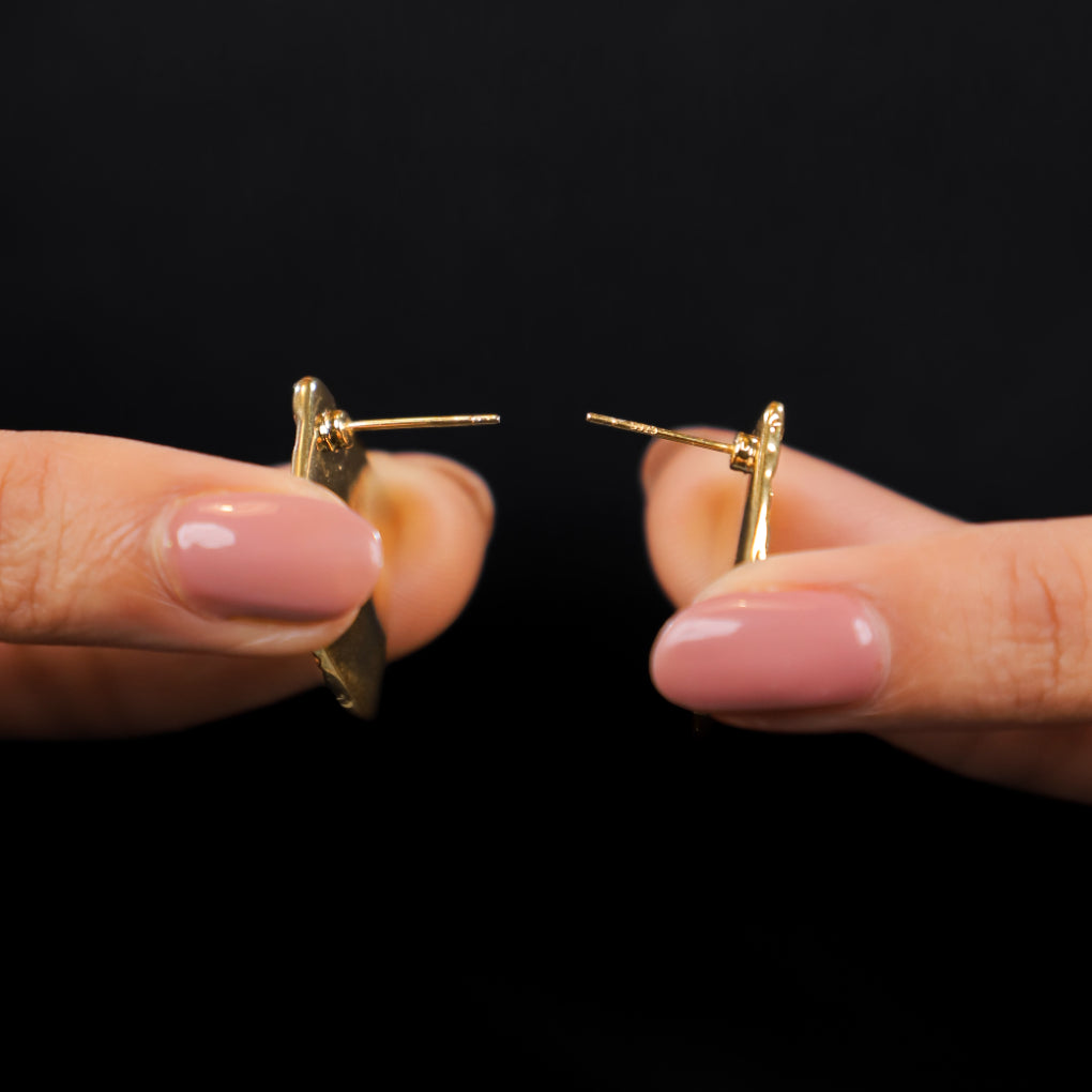 Textured Gold Square Studs