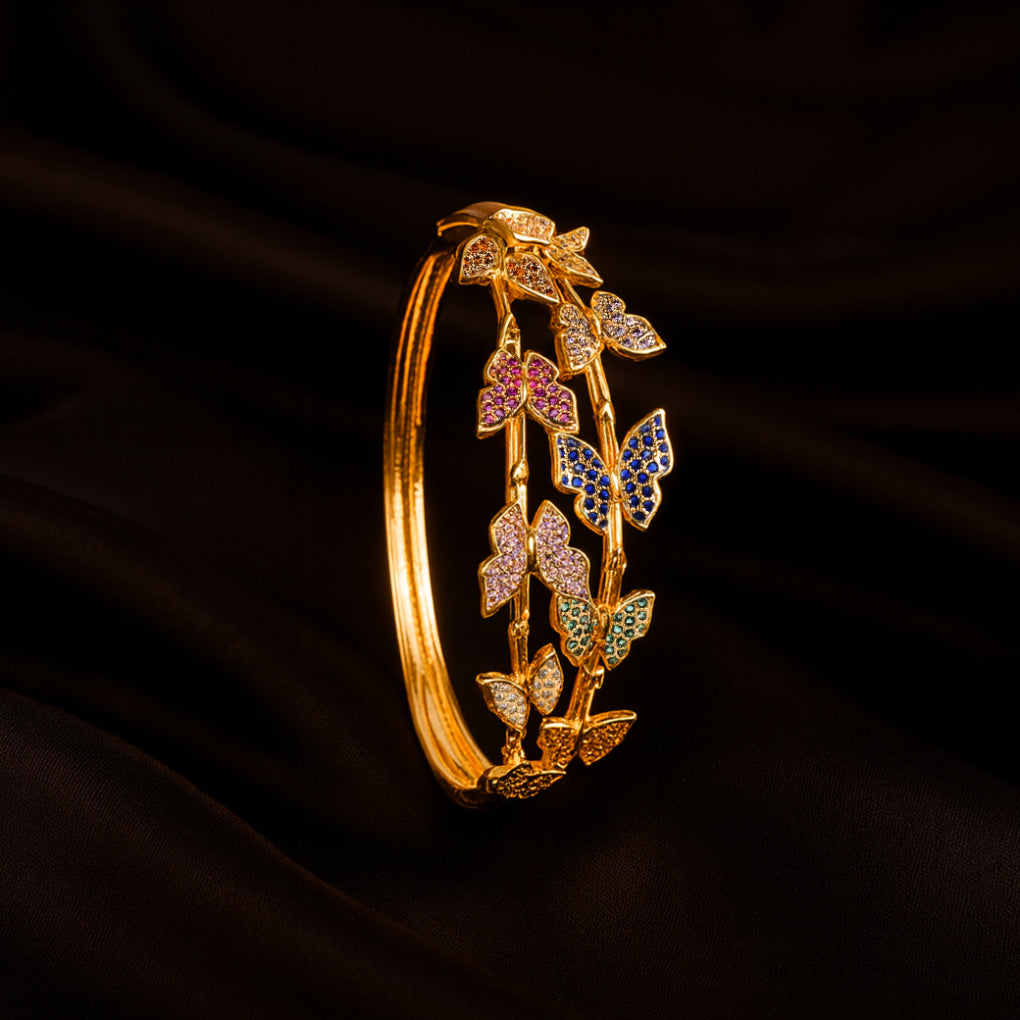 Multicolour Butterfly Gold Bangle Bracelets