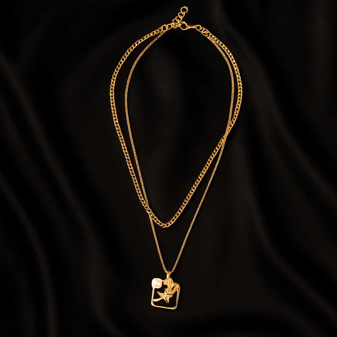 Pearly Rose - Layered Floral Pendant