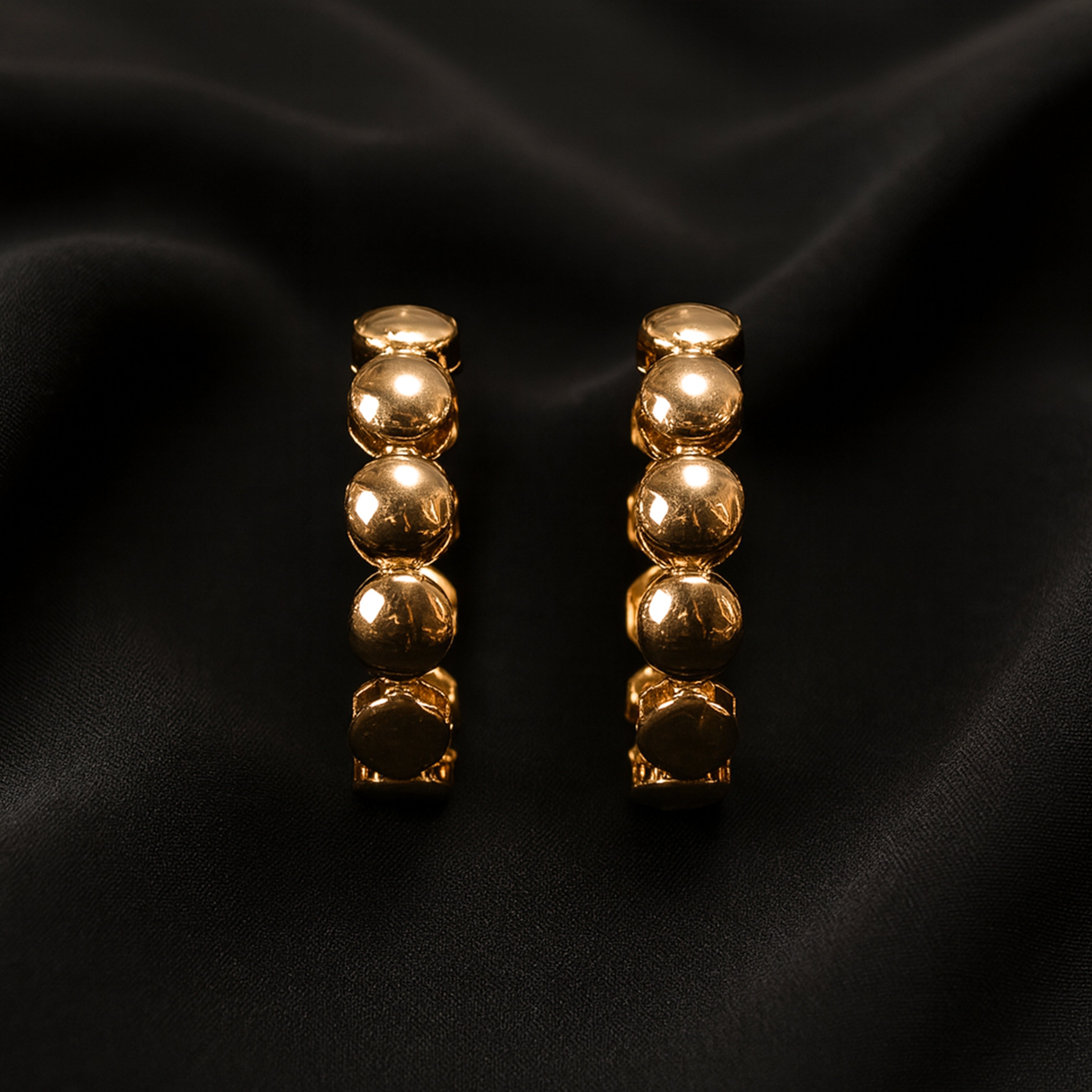 Golden Pebble Hoop Earrings