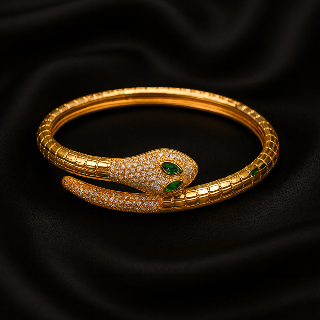 Green Snake Eye Zircon Gold Bracelets