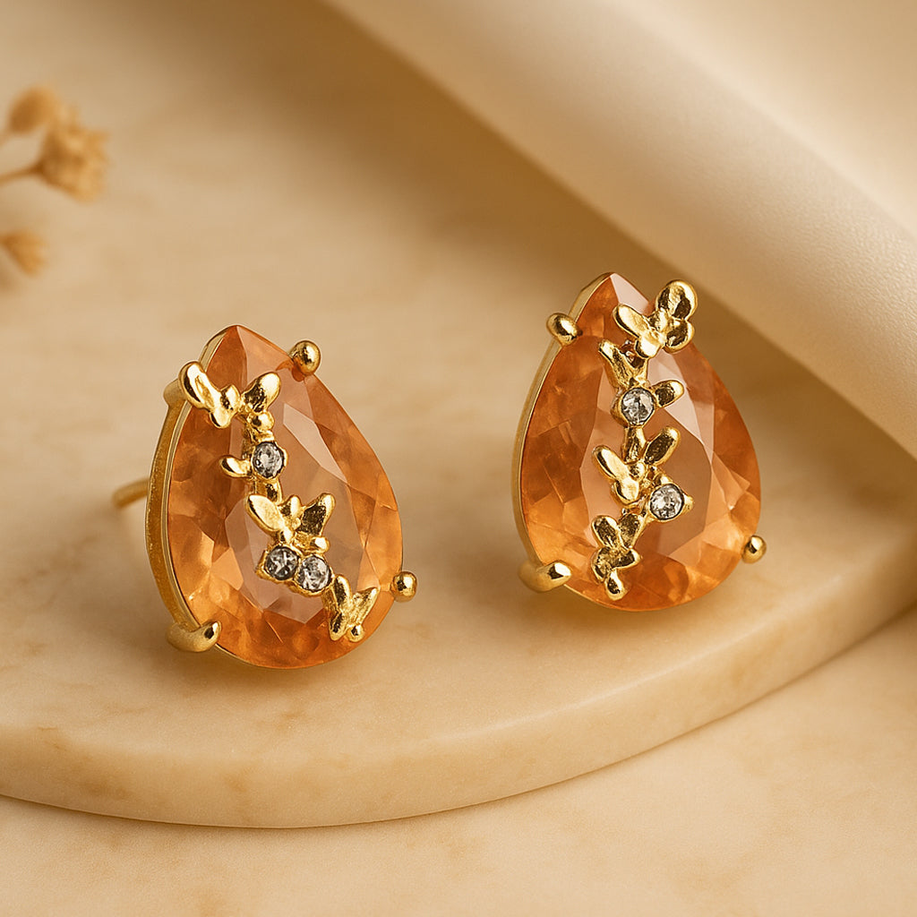 Peach Teardrop Studs