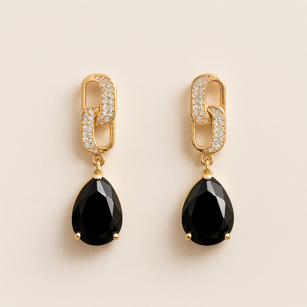 Black Crystalline Earrings