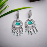 Load image into Gallery viewer, Elegance Mint Green and White Gems Earrings