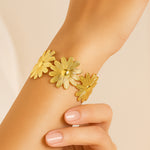Load image into Gallery viewer, Golden Daisies Cuff Bracelet
