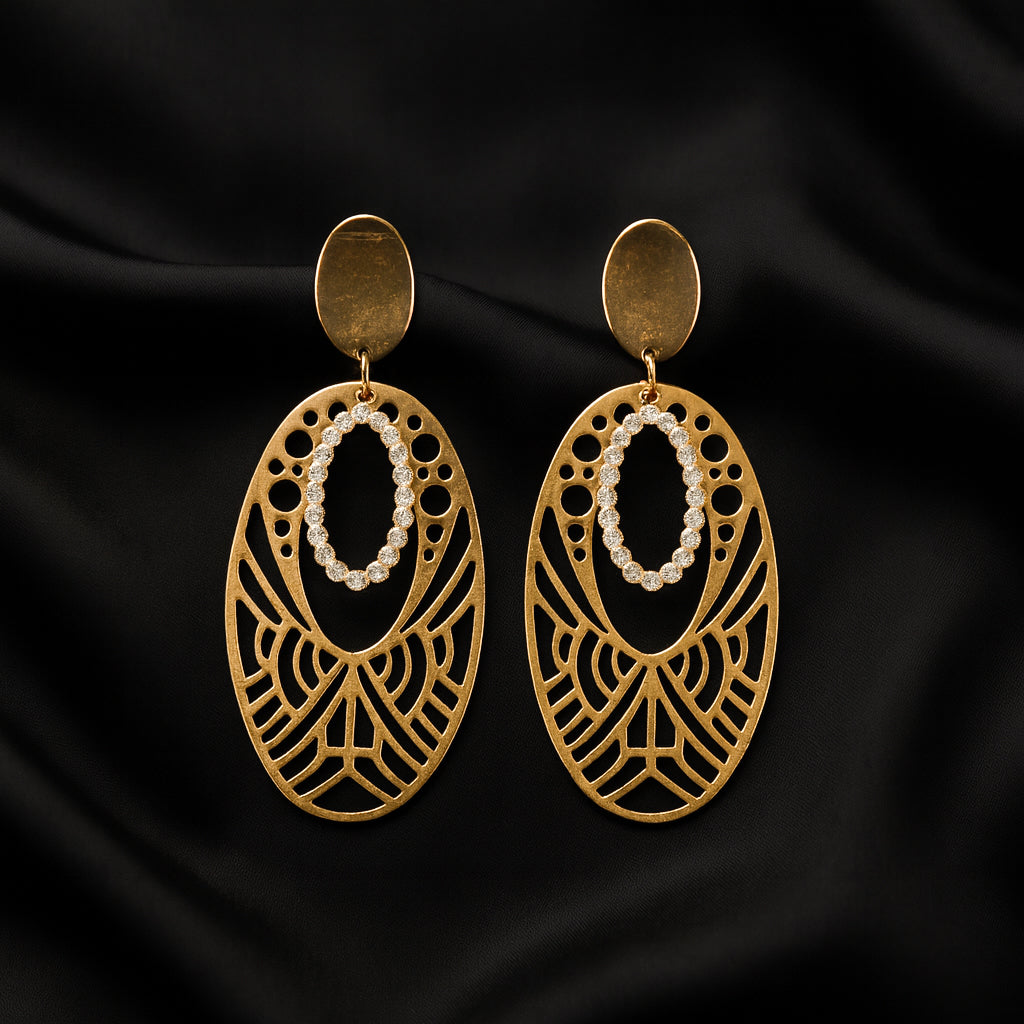 Golden Cutwork Statement Earrings