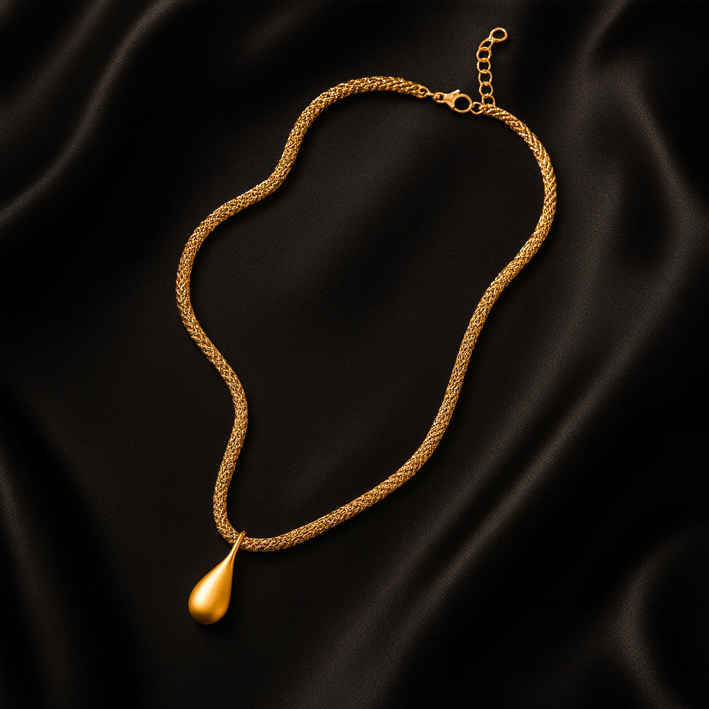 Drop of Gold - Flat Bead Necklace